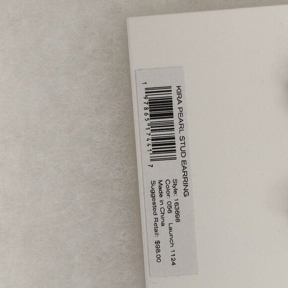 Tory Burch Earrings Kira Pearl Stud Pearl Silver Crystal Dobule T Logo Designer - Picture 6 of 6